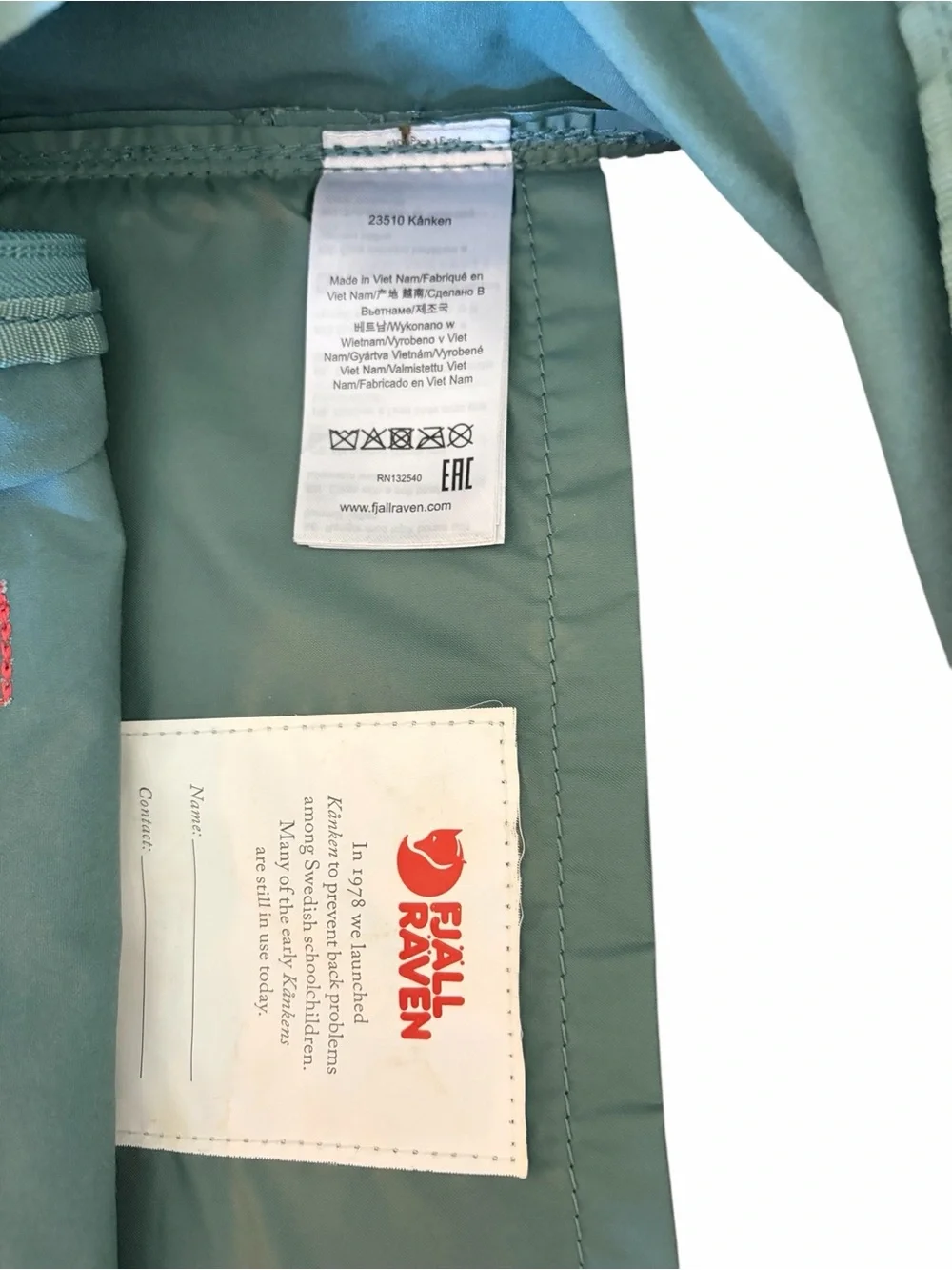 Fjallraven Kanken Classic Backpack - Frost Green & Peach Pink